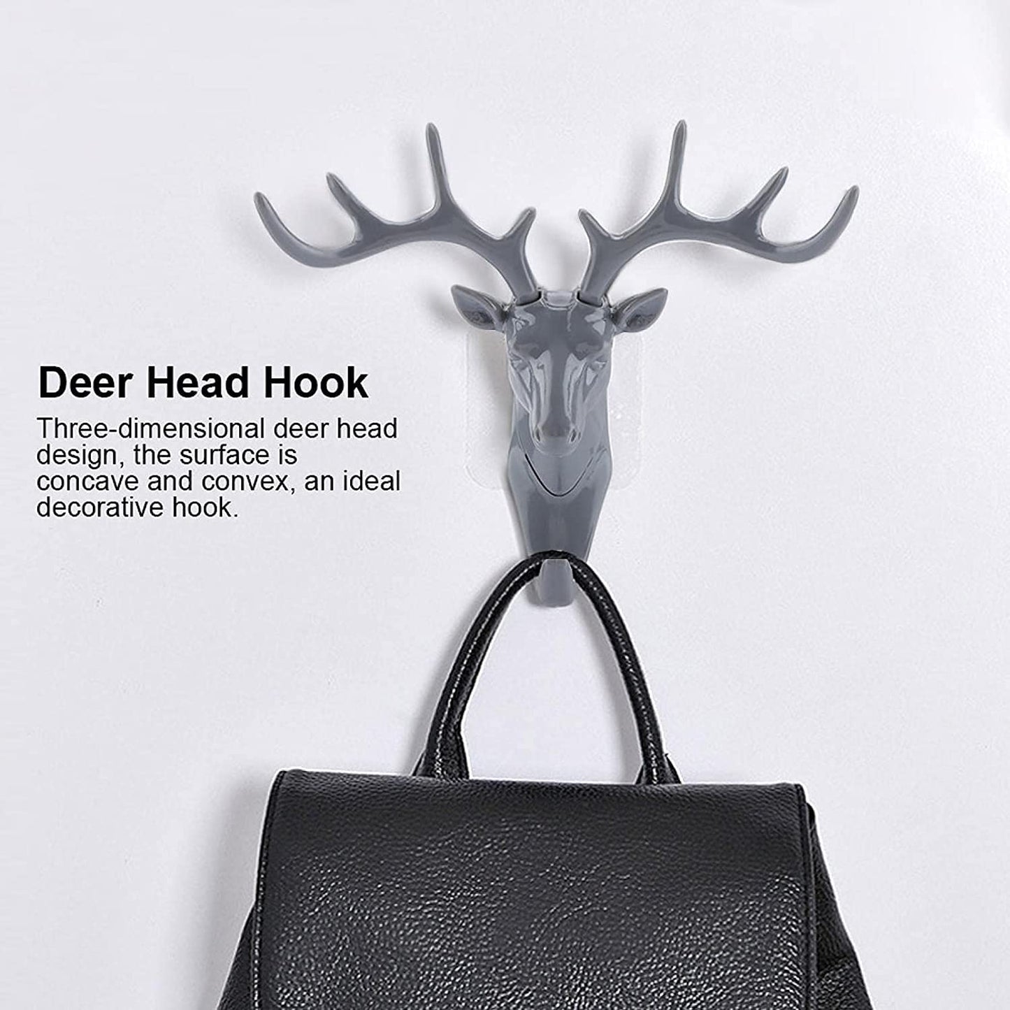 Deer Head Wall Hanging Hook  (black)