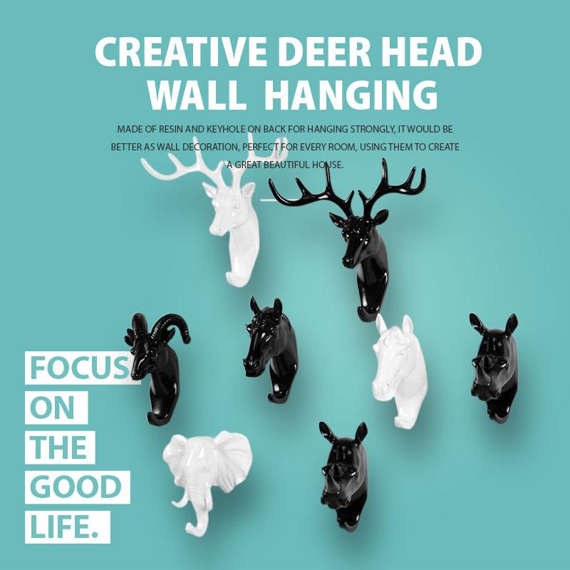 Deer Head Wall Hanging Hook  (black)